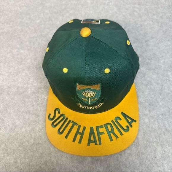 South Africa Snap Back Hat OSFA Yellow Green‎ Embroidered Bill Goods Galore - Picture 2 of 7
